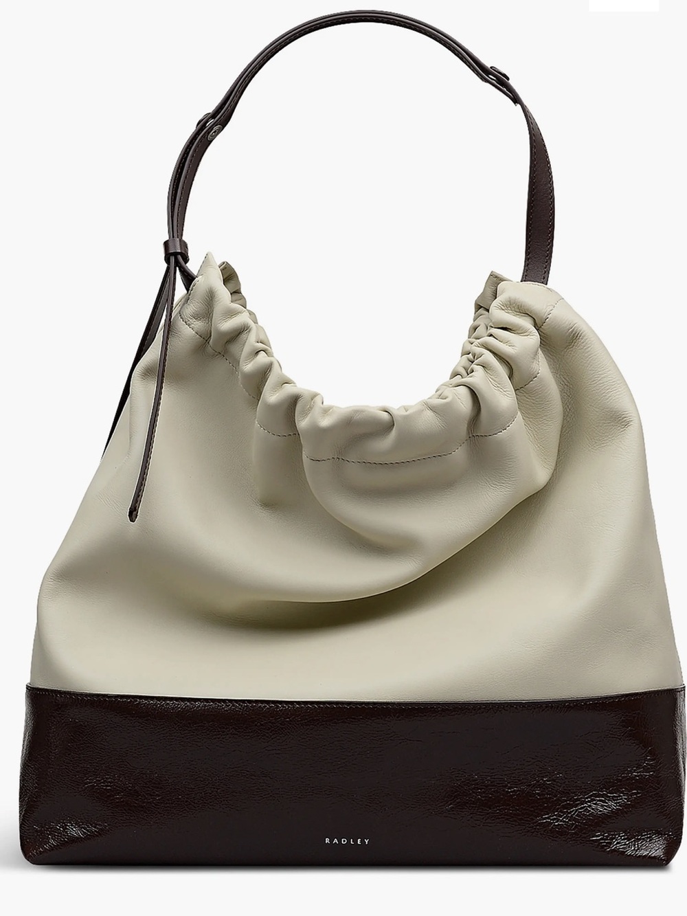 NWT Radley Cream and Dark Brown Leather Hobo Bag Open White The Portobello
